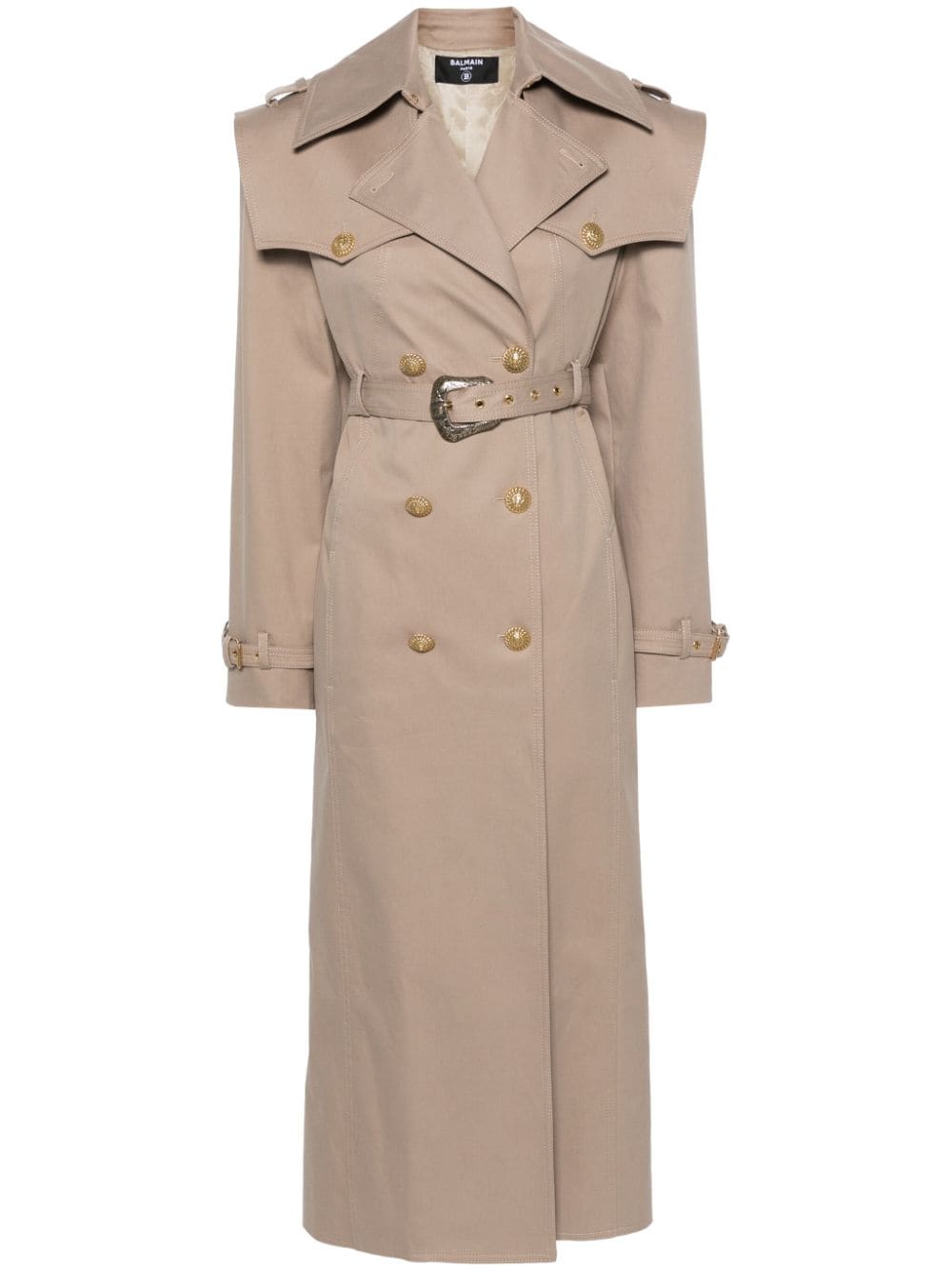 Balmain double-breasted twill maxi coat - Neutrals von Balmain