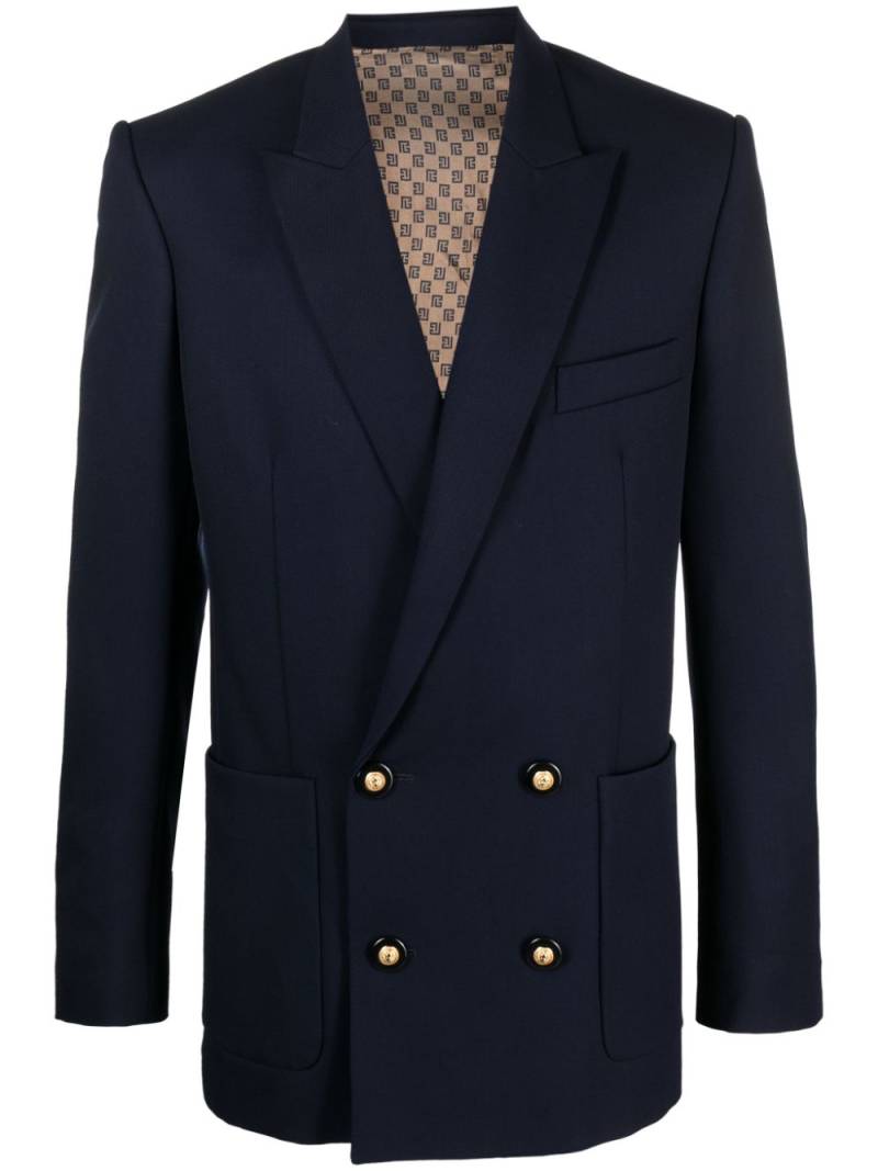 Balmain double-breasted virgin-wool blazer - Blue von Balmain