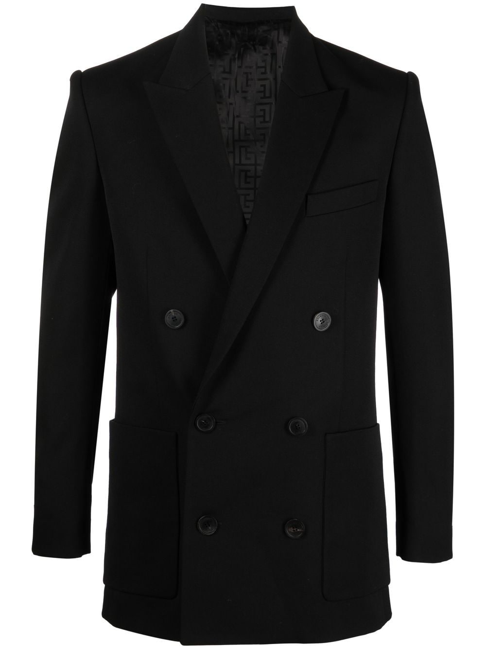 Balmain double-breasted wool blazer - Black von Balmain