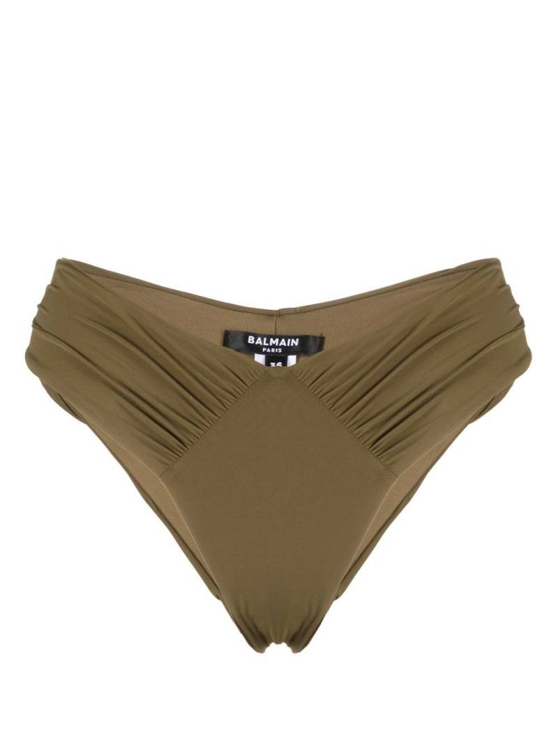 Balmain draped-detail bikini bottoms - Green von Balmain