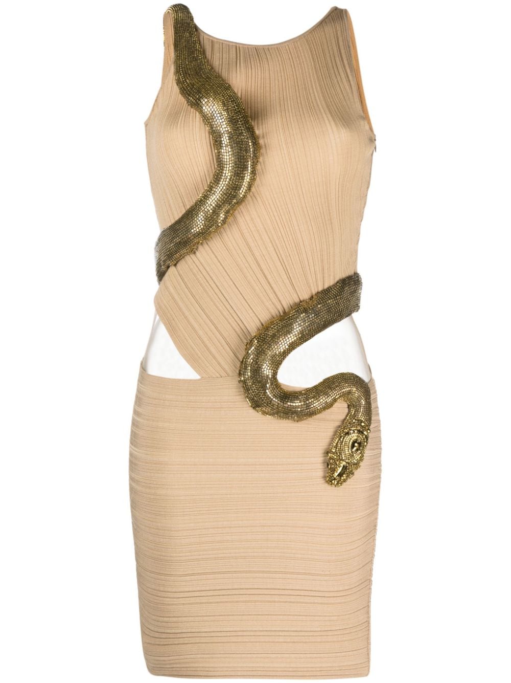 Balmain embellished snake-detail minidress - Neutrals von Balmain