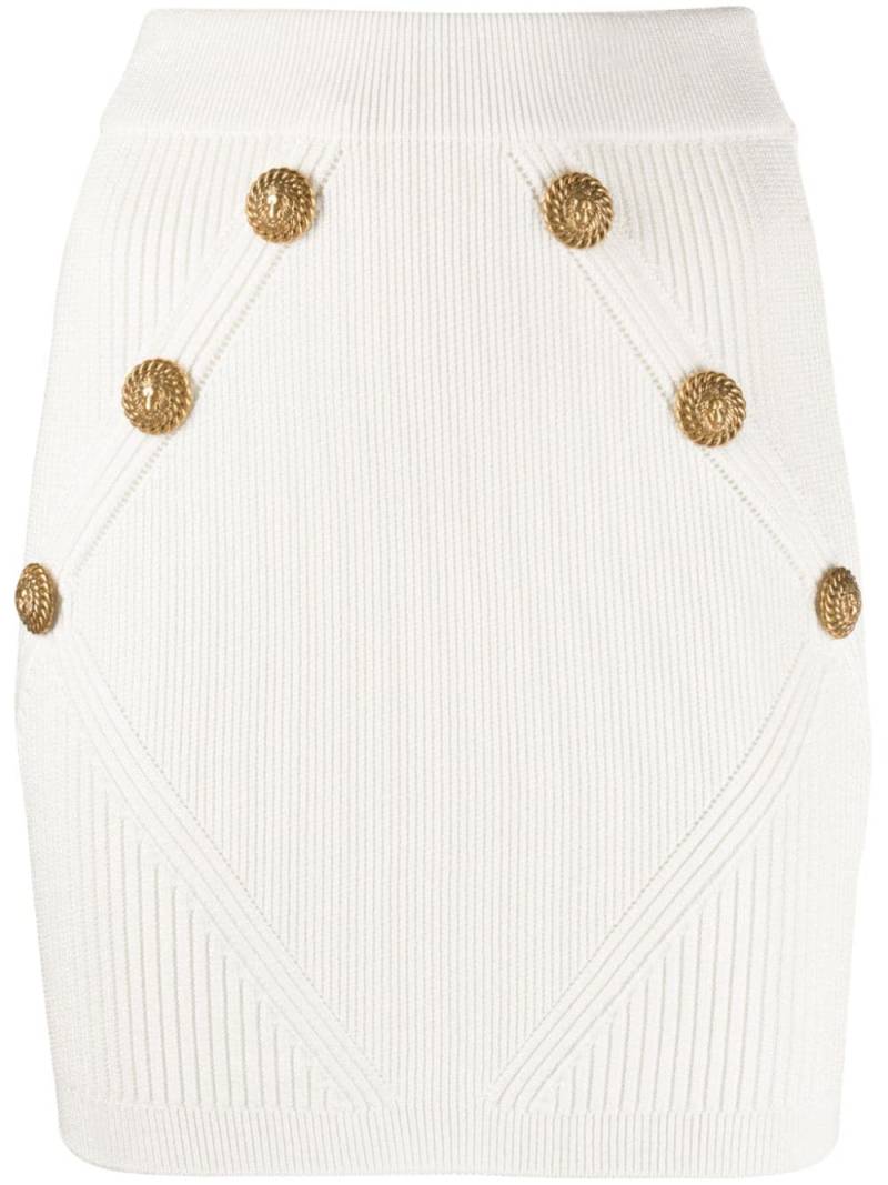 Balmain embossed-button miniskirt - White von Balmain