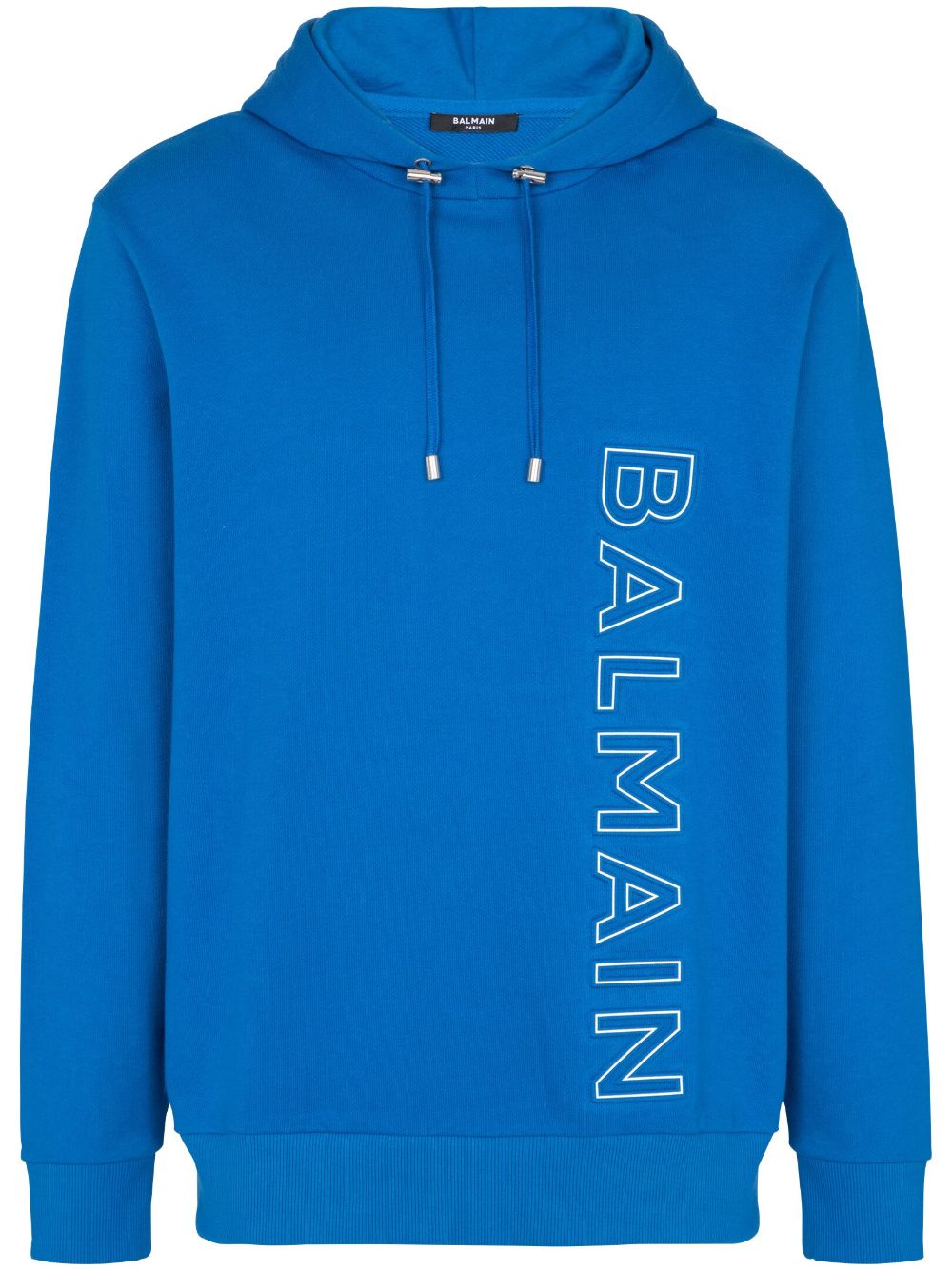Balmain embossed-logo drawstring hoodie - Blue von Balmain