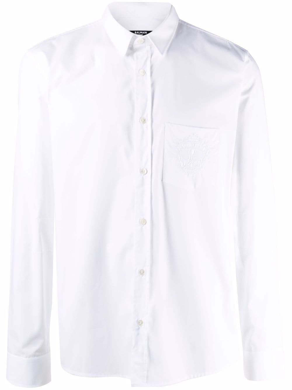 Balmain embroidered-logo cotton shirt - White von Balmain