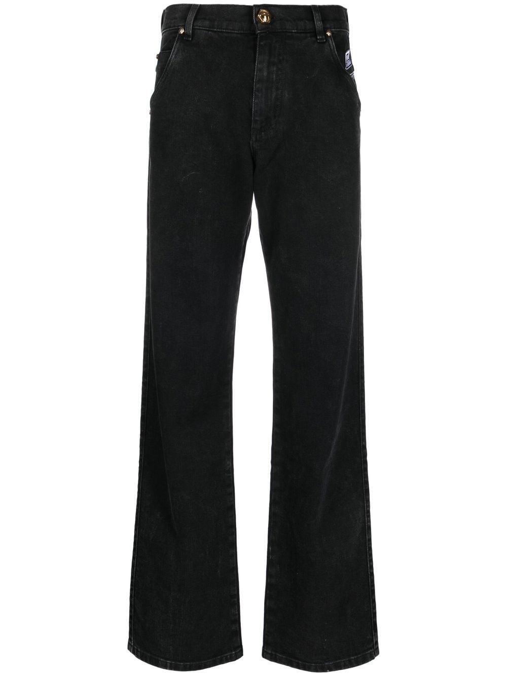 Balmain logo-embroidered straight-leg jeans - Black von Balmain