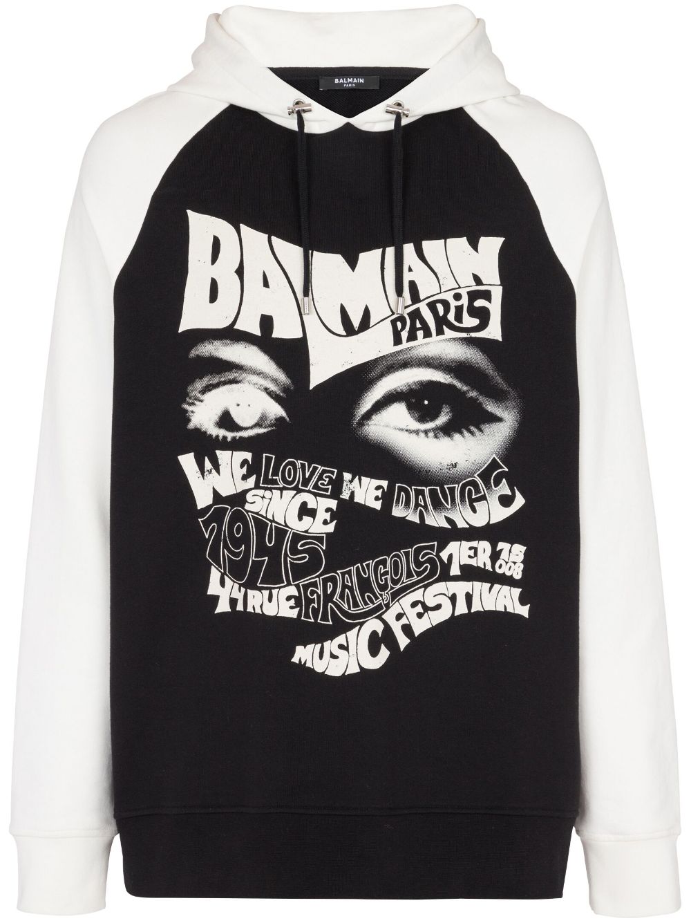 Balmain festival-print drawstring hoodie - Black von Balmain