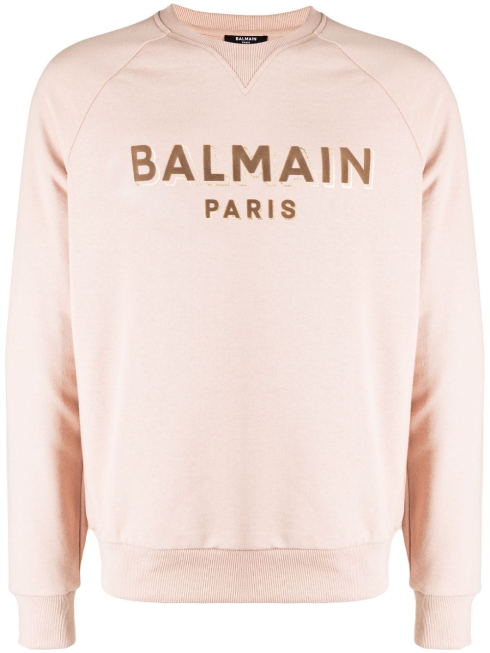 Balmain flocked-logo cotton sweatshirt - Neutrals von Balmain