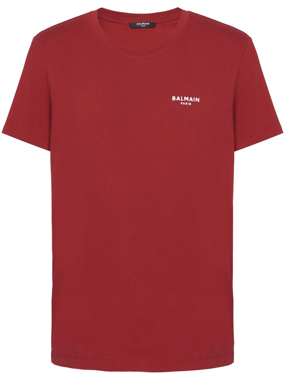 Balmain flocked-logo organic cotton T-shirt - Red von Balmain