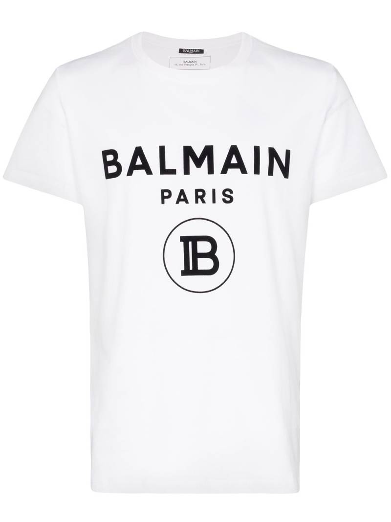 Balmain flocked logo-print T-shirt - White von Balmain