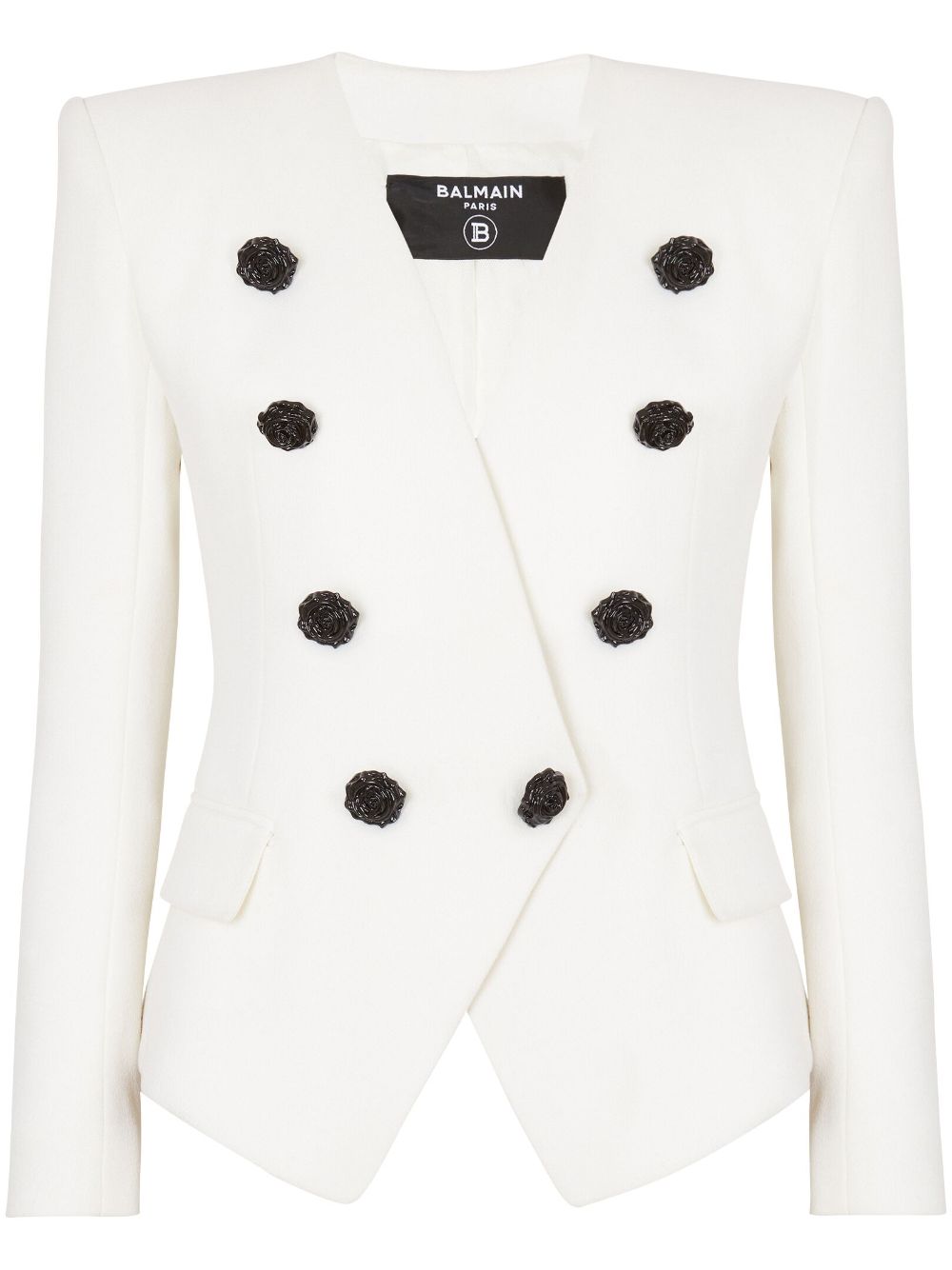 Balmain floral-appliqué crepe blazer - White von Balmain