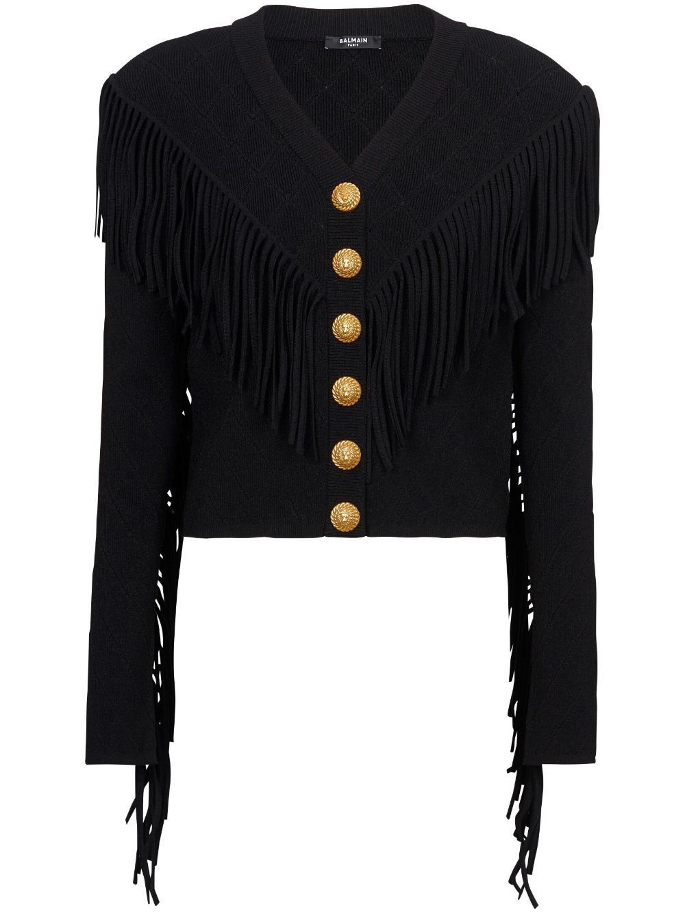 Balmain 5-Button fringed cardigan - Black von Balmain