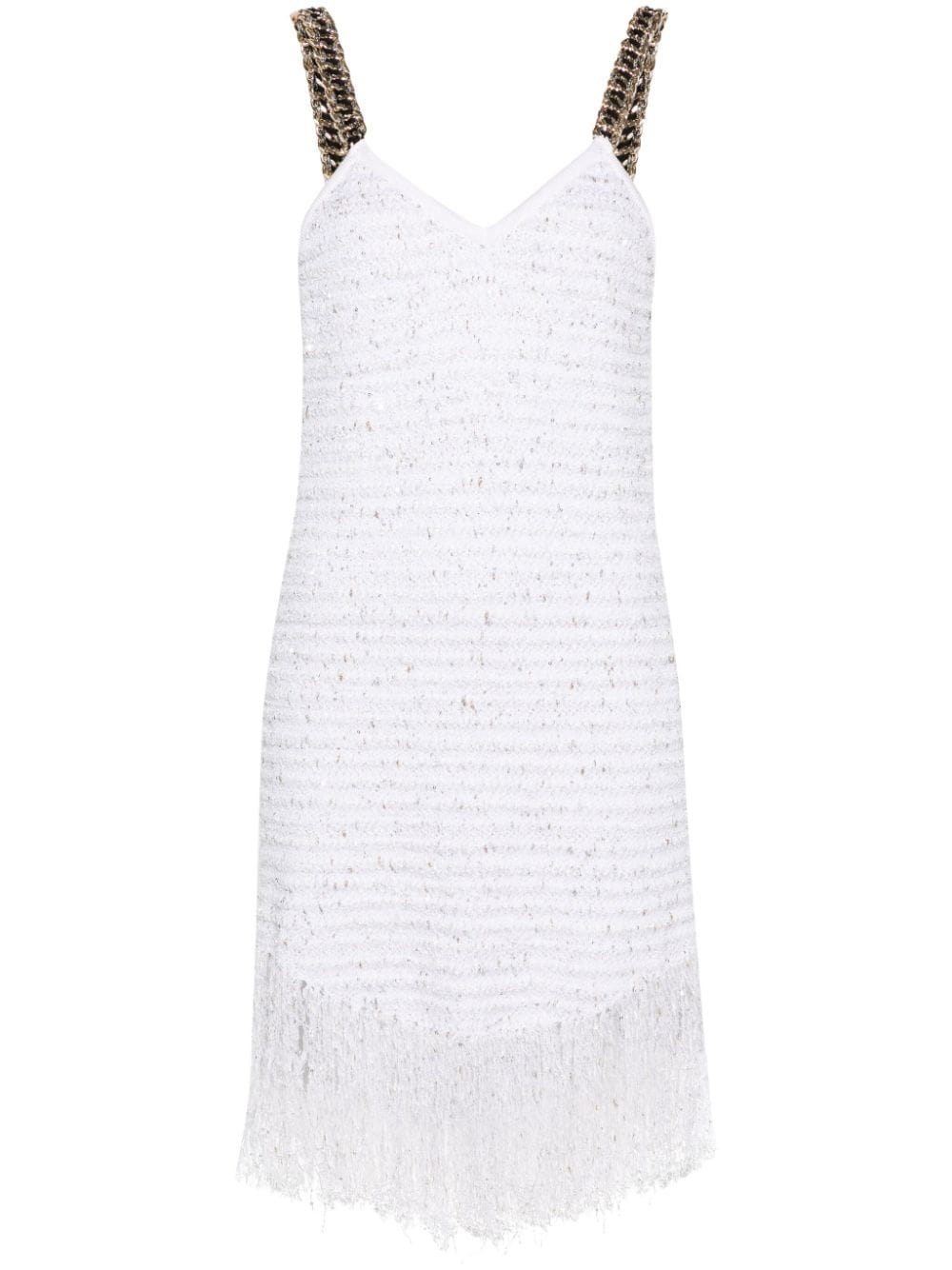 Balmain fringed Lurex tweed minidress - White von Balmain