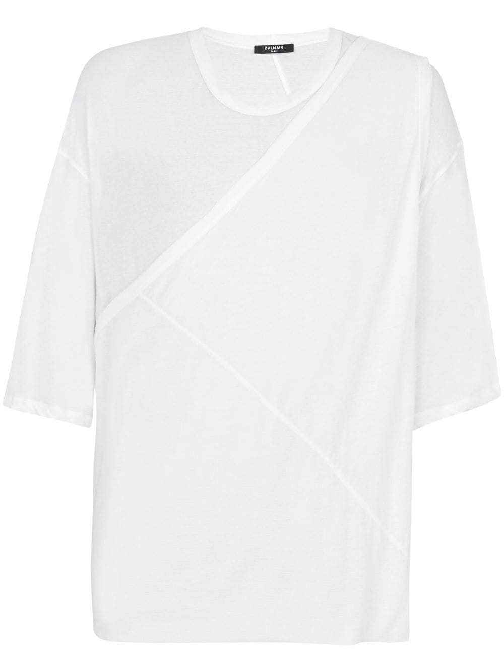 Balmain gathered-panel detail T-shirt - White von Balmain