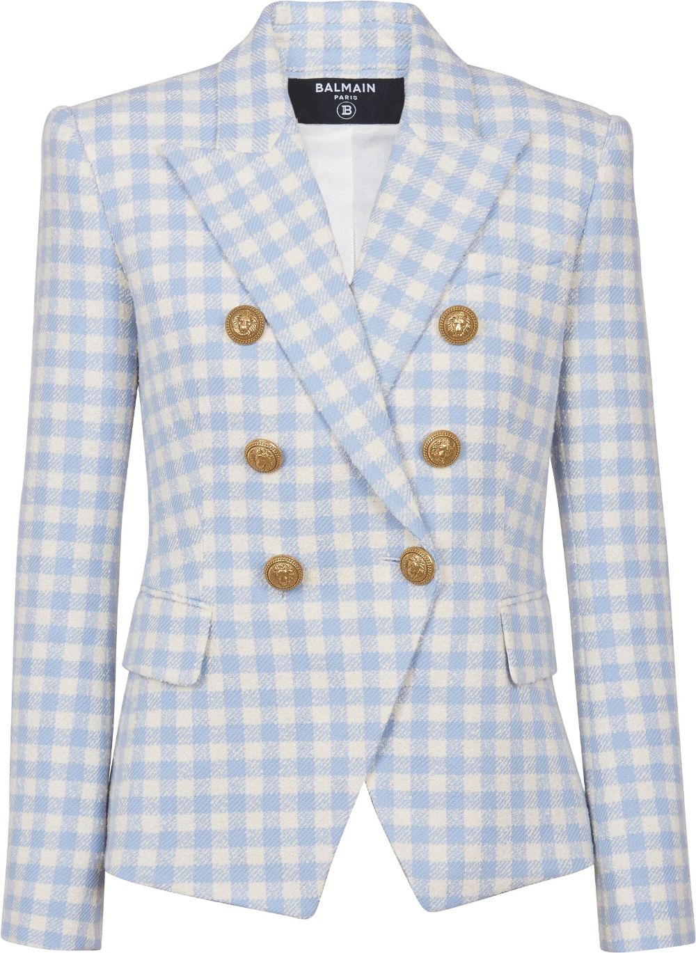 Balmain gingham-pattern double-breasted blazer - Blue von Balmain