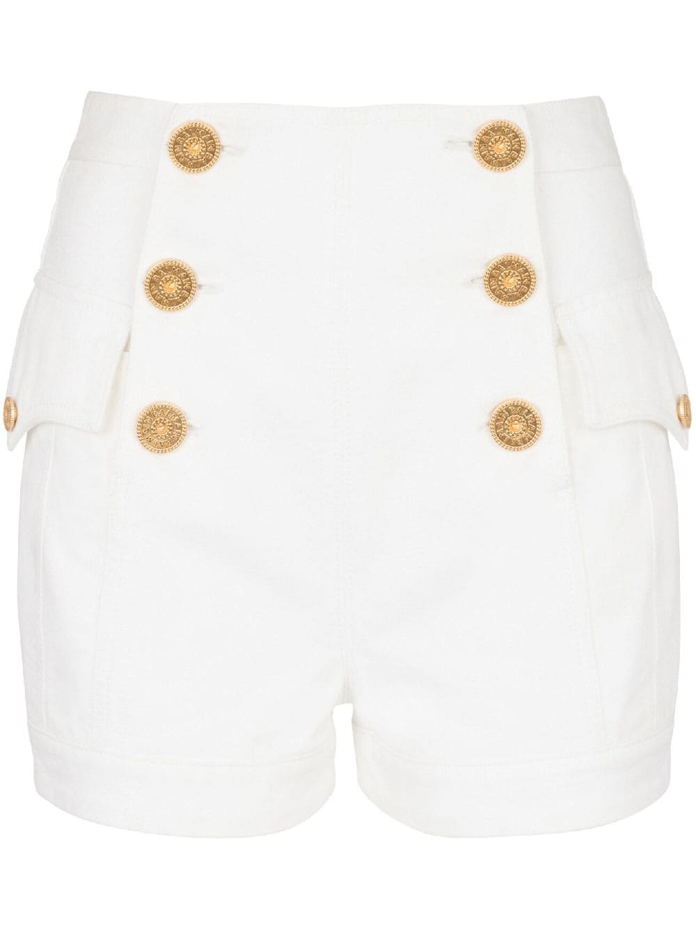 Balmain 6-Button denim shorts - White von Balmain