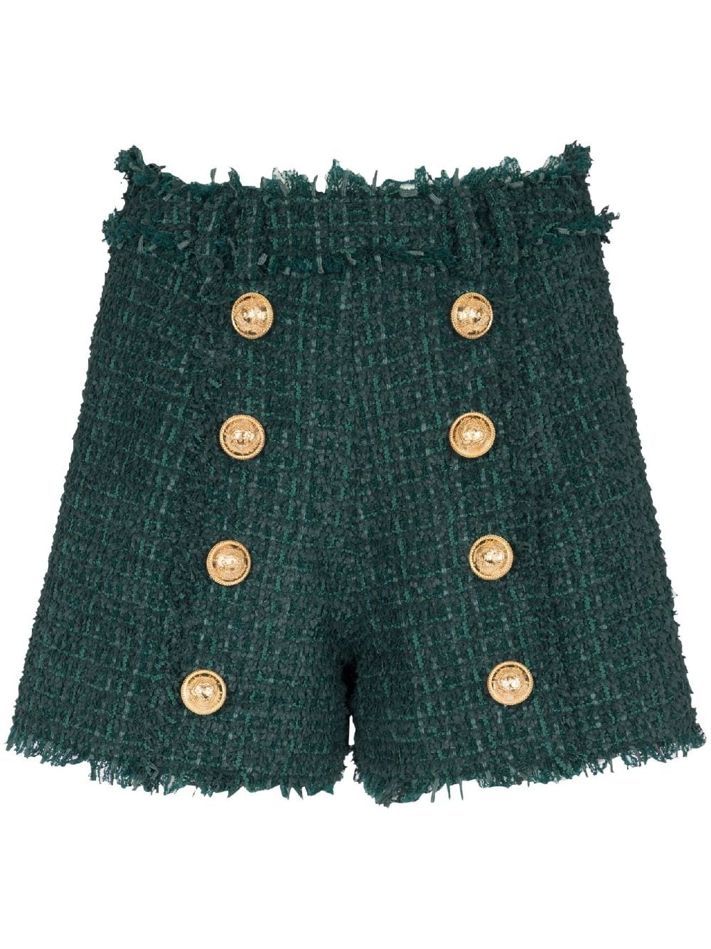 Balmain button-detail tweed shorts - Green von Balmain