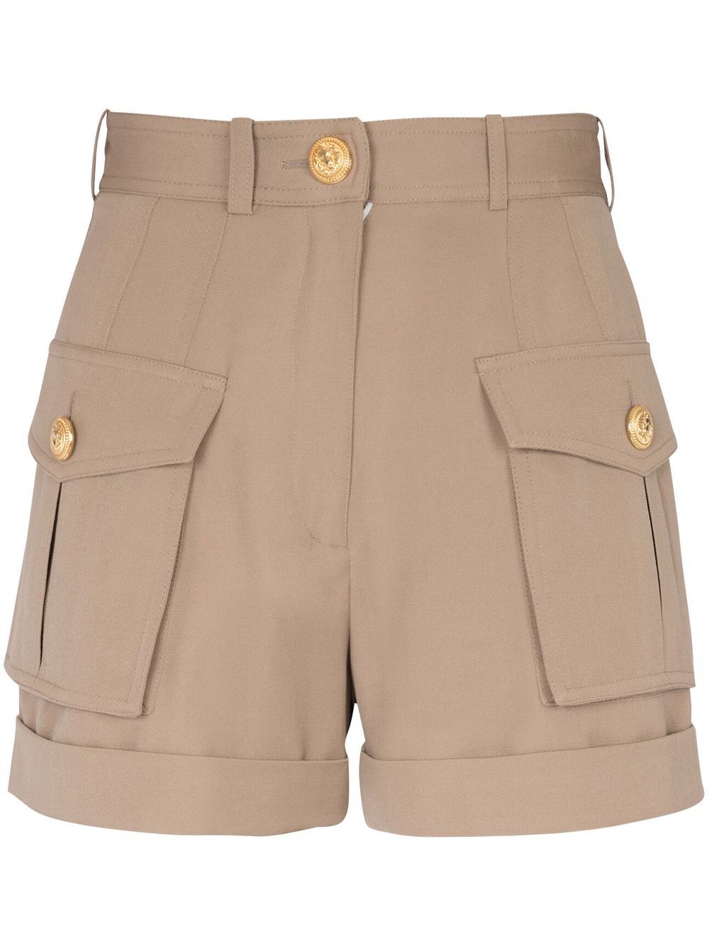 Balmain high-waisted flap-pocket shorts - Neutrals von Balmain