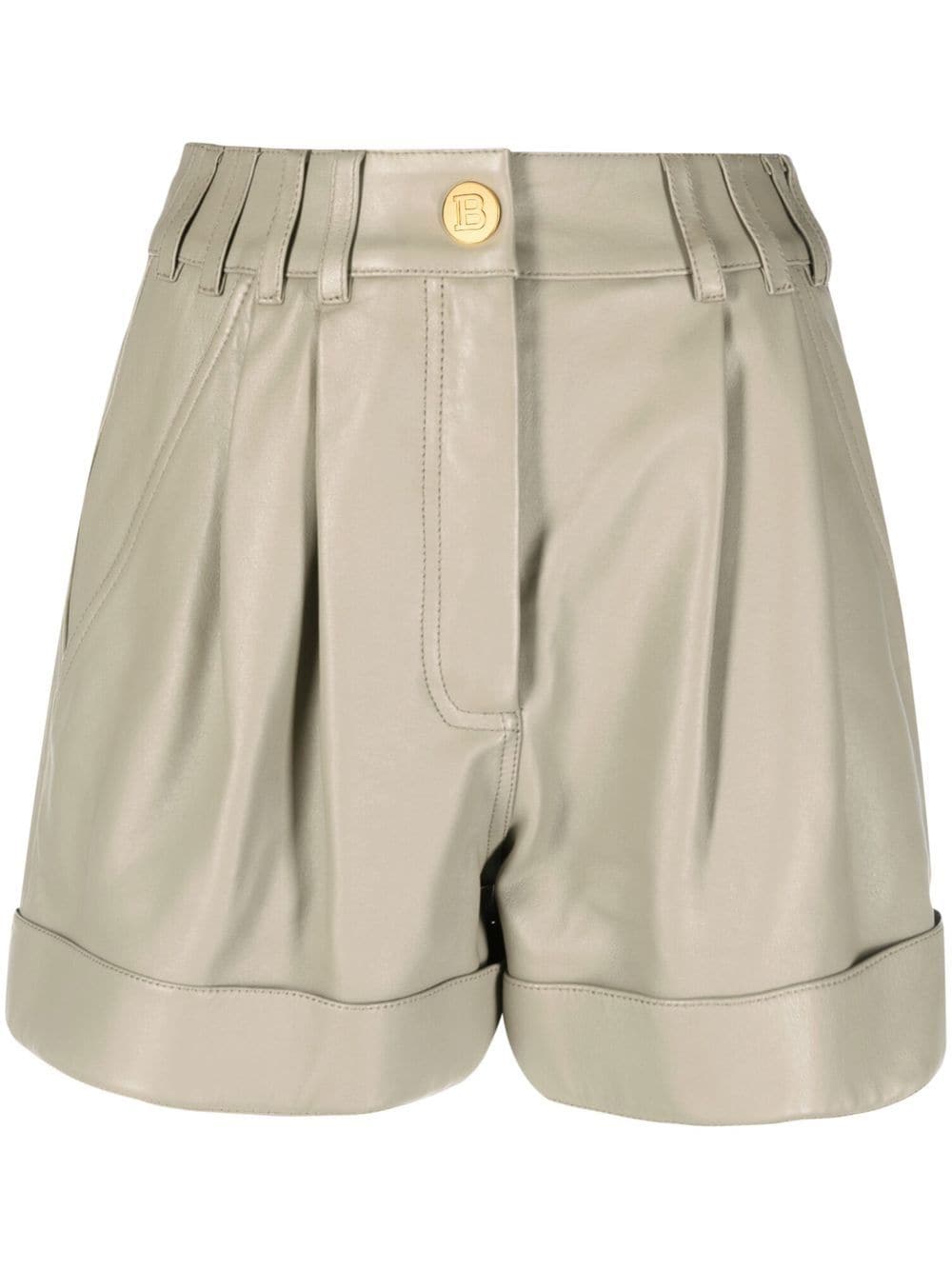 Balmain high-waisted lambskin shorts - Neutrals von Balmain