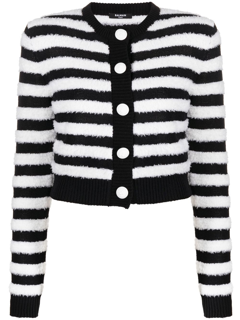 Balmain horizontal-stripe long-sleeve cardigan - White von Balmain