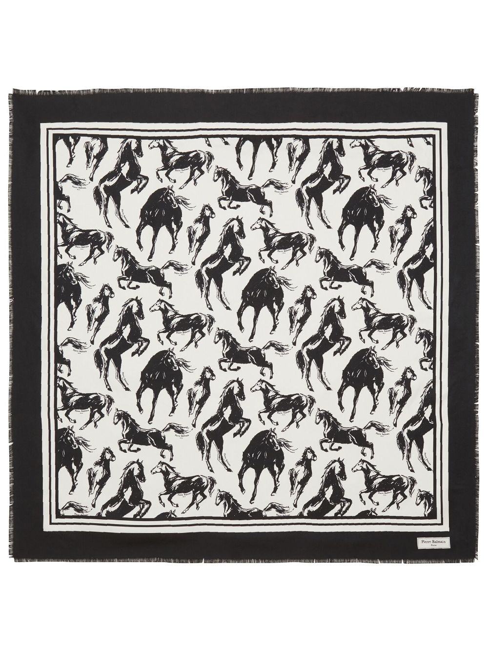Balmain horse-print silk scarf - Black von Balmain