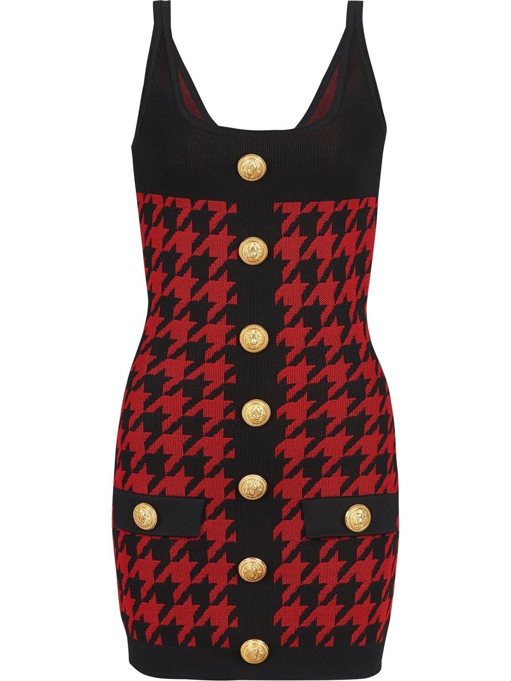 Balmain houndstooth fitted dress - Red von Balmain