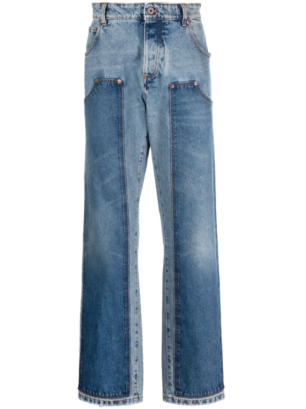 Balmain hybrid panelled straight-leg jeans - Blue von Balmain