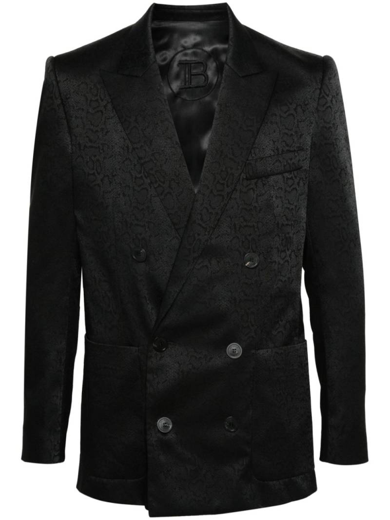 Balmain snake-jacquard double-breasted blazer - Black von Balmain