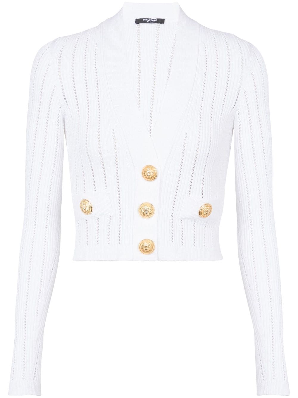 Balmain knitted V-neck cropped cardigan - White von Balmain