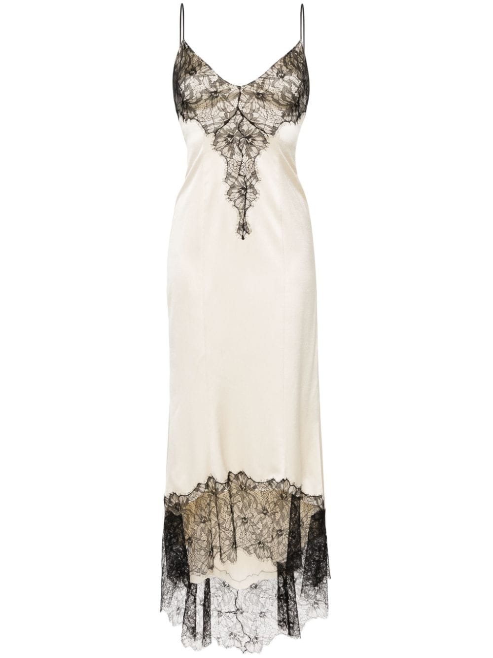 Balmain lace-trim satin maxi dress - Neutrals von Balmain