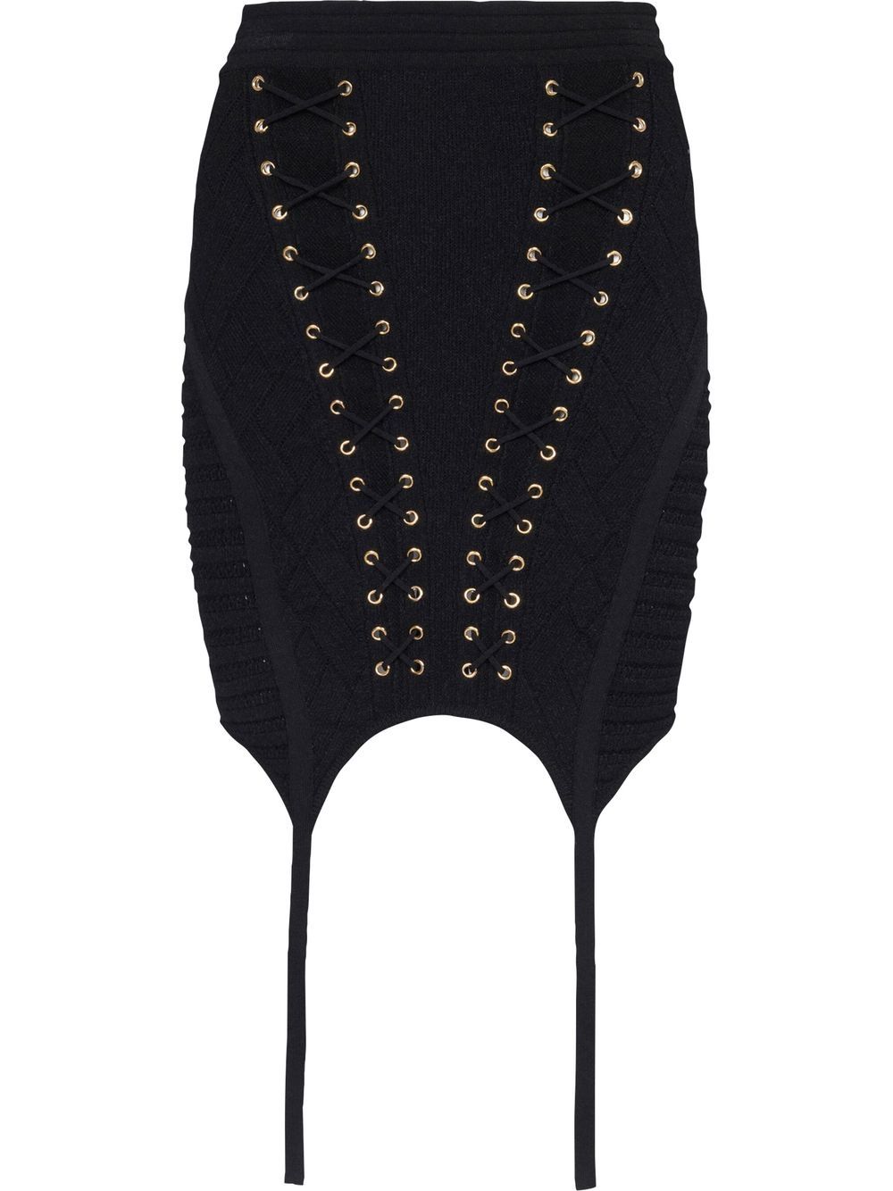 Balmain lace-up detailed knit skirt - Black von Balmain