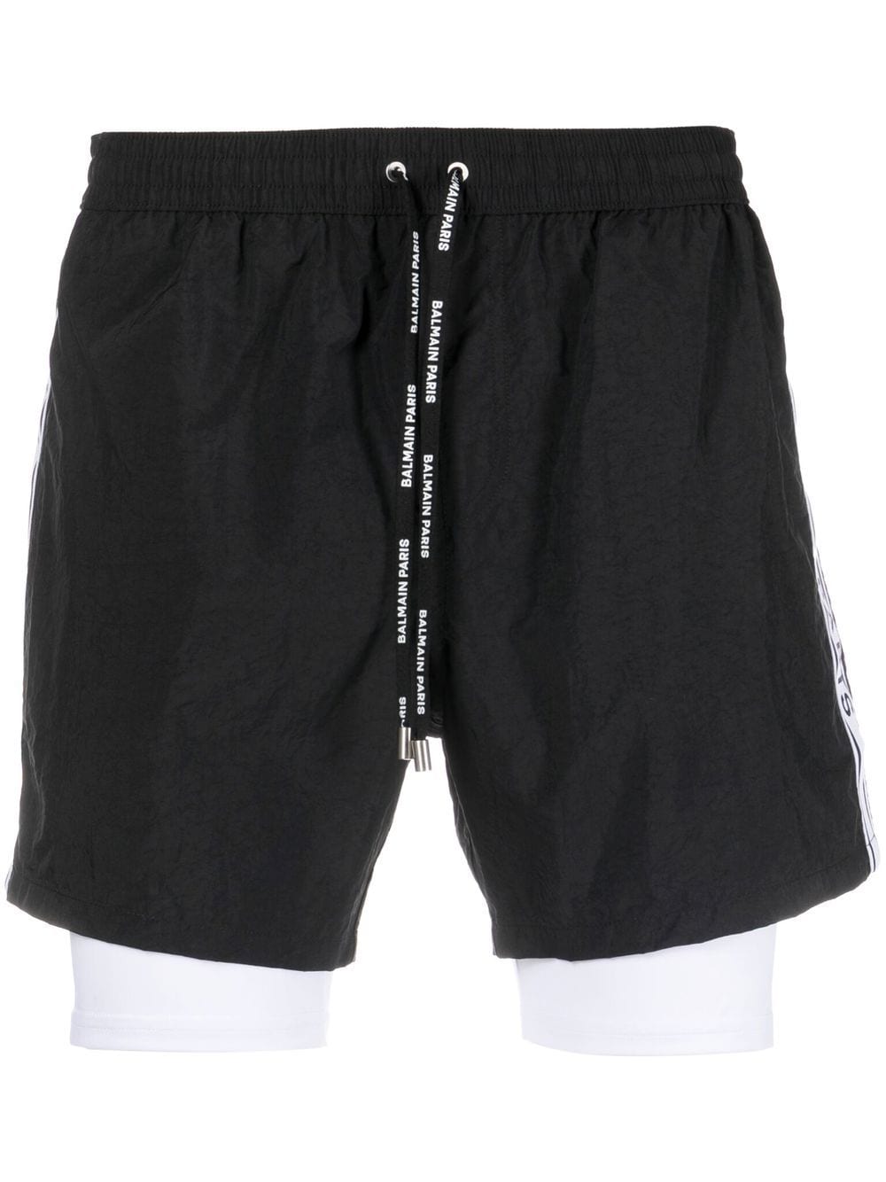 Balmain layered logo-tape shorts - Black von Balmain