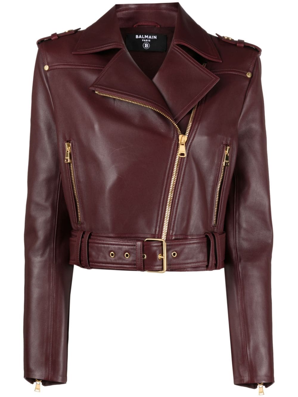 Balmain leather biker jacket - Red von Balmain