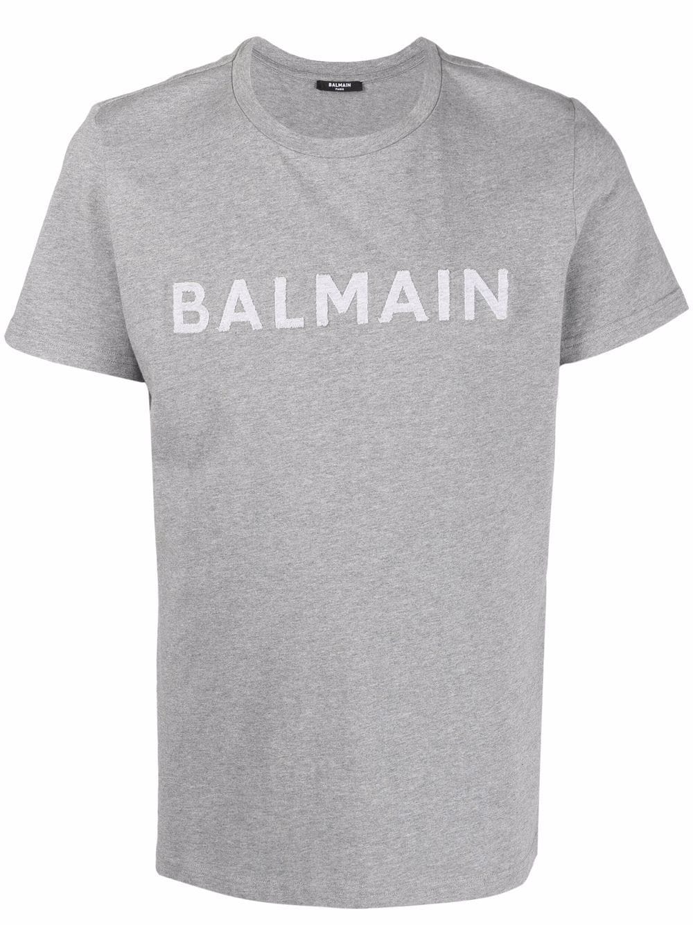 Balmain logo appliqué T-shirt - Grey von Balmain