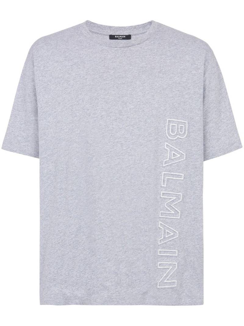 Balmain logo-embroidered organic-cotton T-shirt - Grey von Balmain