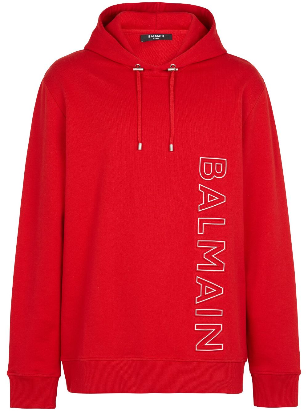 Balmain logo-embossed long-sleeved hoodie - Red von Balmain