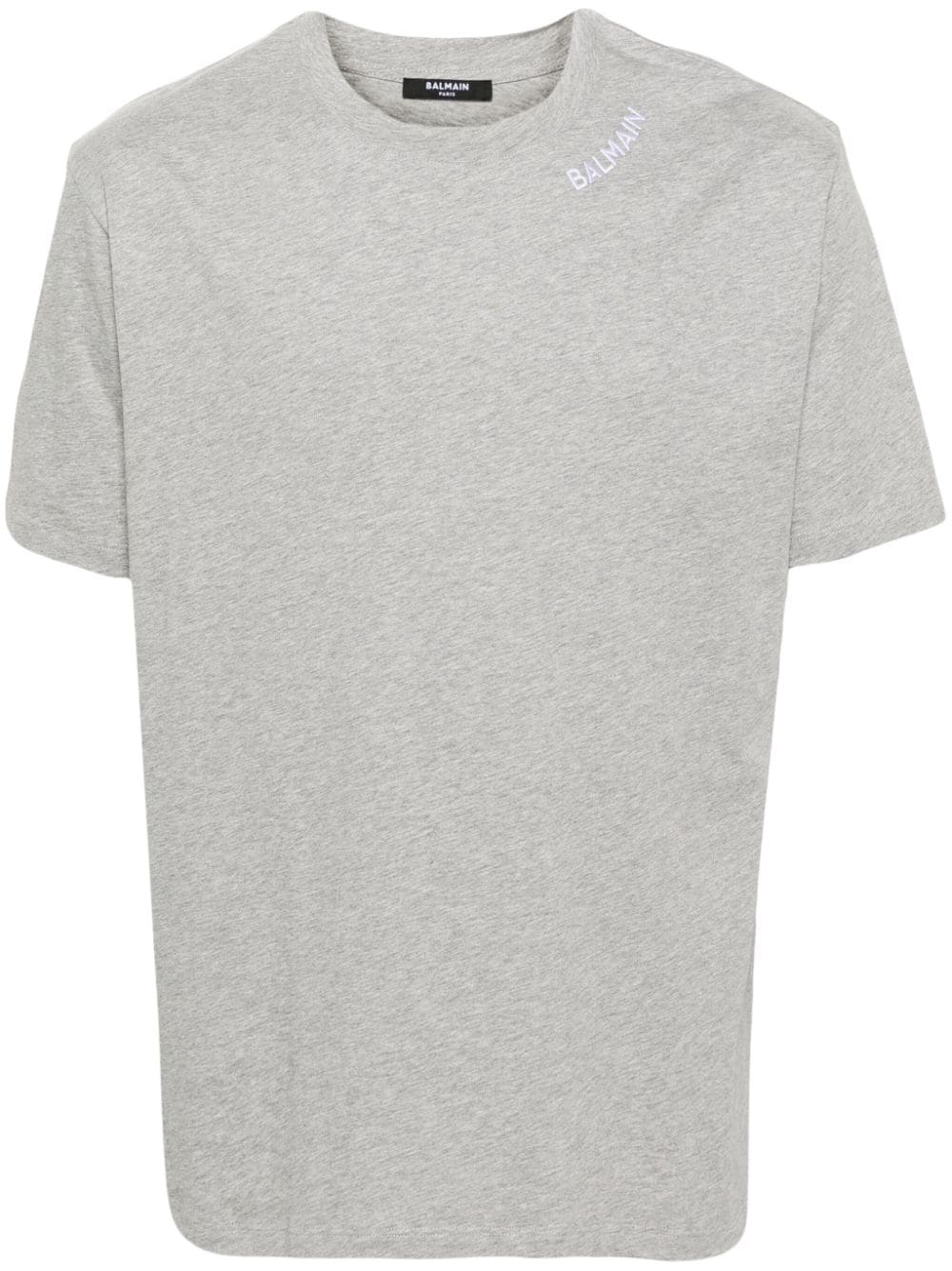 Balmain logo-embroidered cotton T-shirt - Grey von Balmain