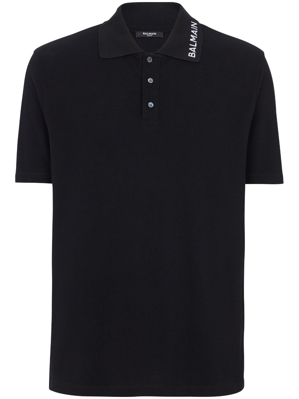 Balmain logo-embroidered cotton polo shirt - Black von Balmain