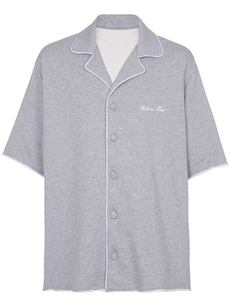 Balmain logo-embroidered cotton shirt - Grey von Balmain