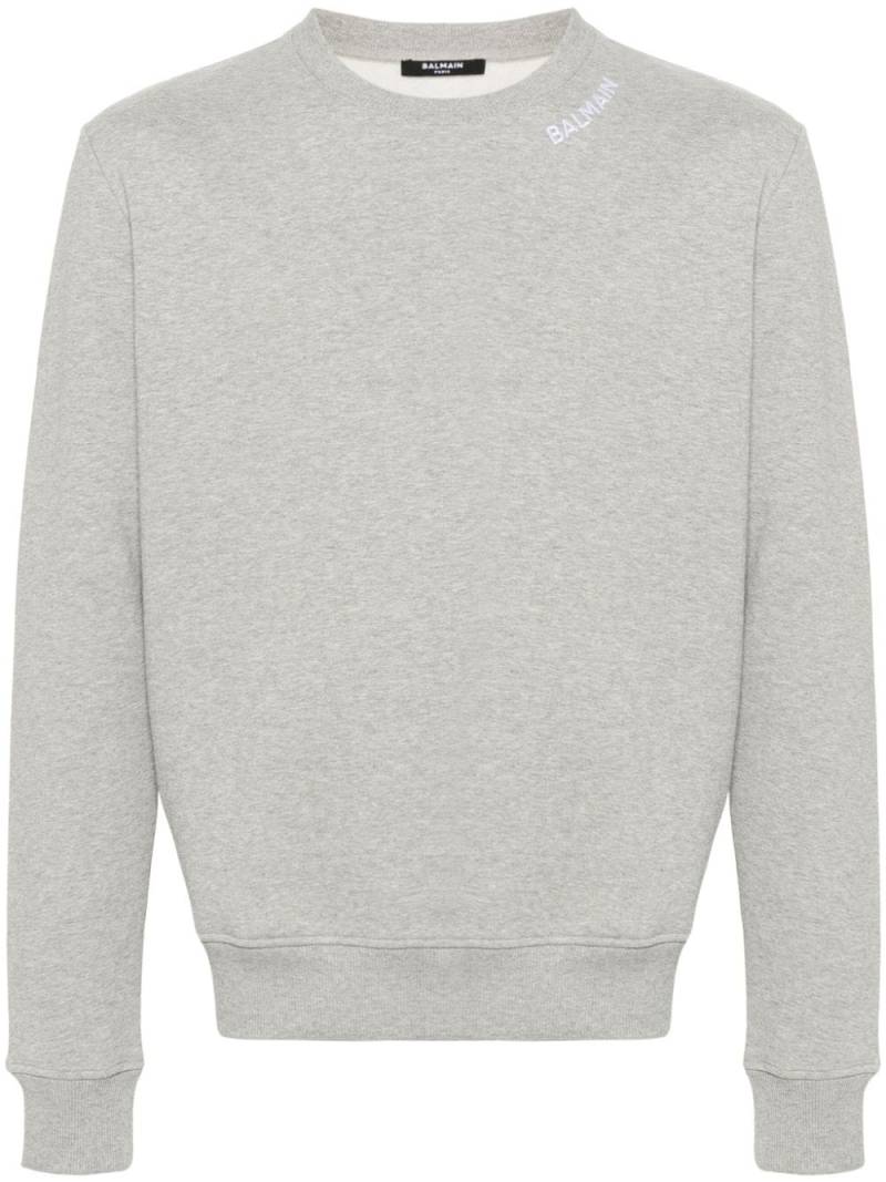 Balmain logo-embroidered cotton sweatshirt - Grey von Balmain