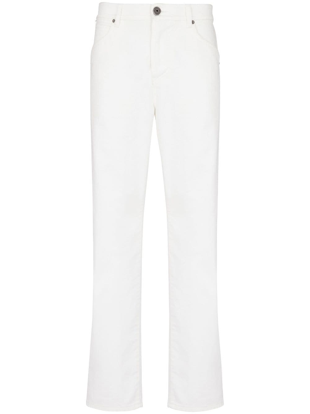 Balmain logo-embroidered straight-leg jeans - White von Balmain