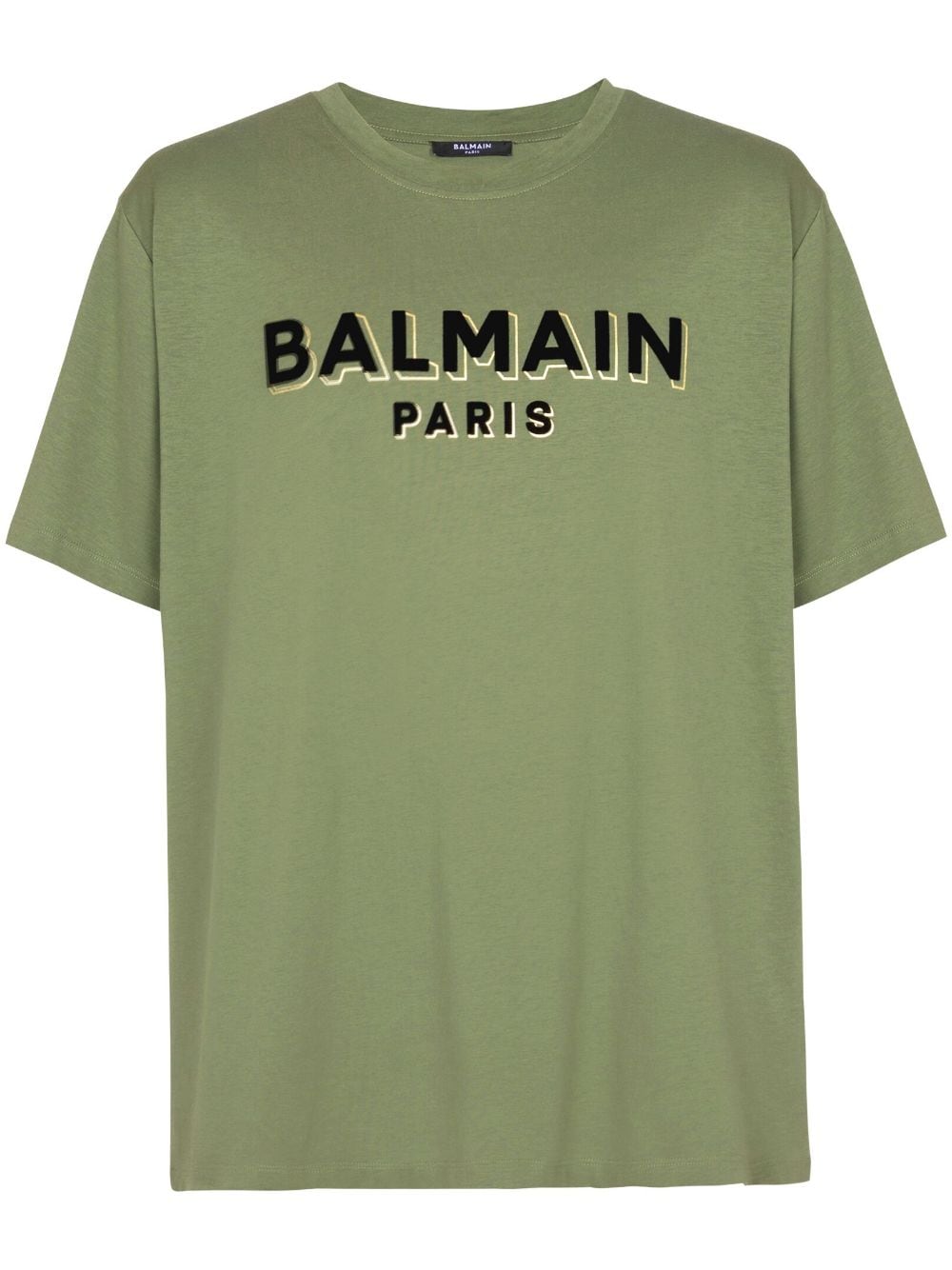 Balmain logo-flocked cotton T-shirt - Green von Balmain