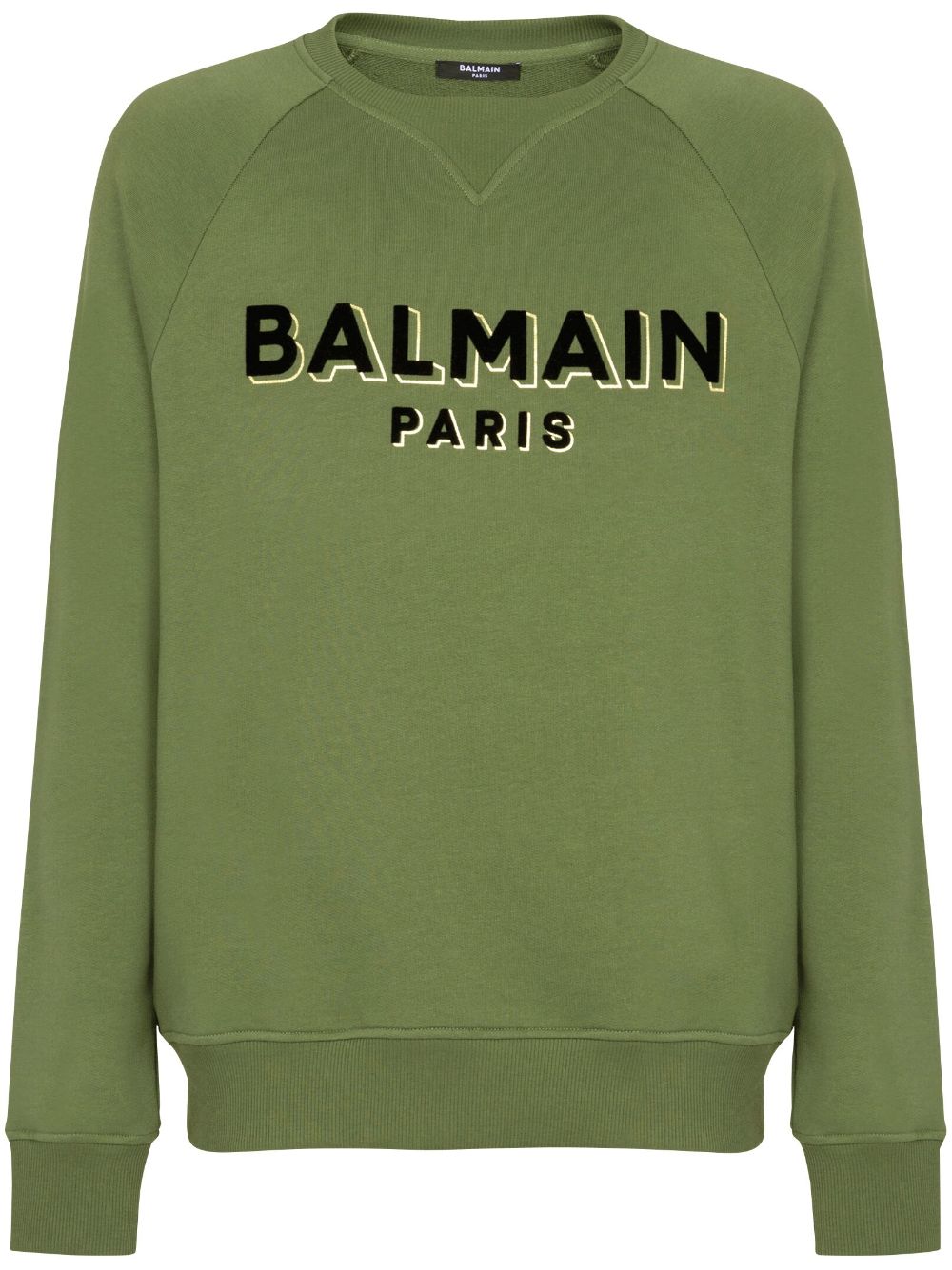 Balmain logo-flocked cotton sweatshirt - Green von Balmain