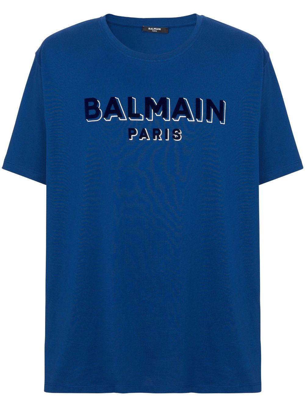 Balmain logo-flocked organic cotton T-shirt - Blue von Balmain