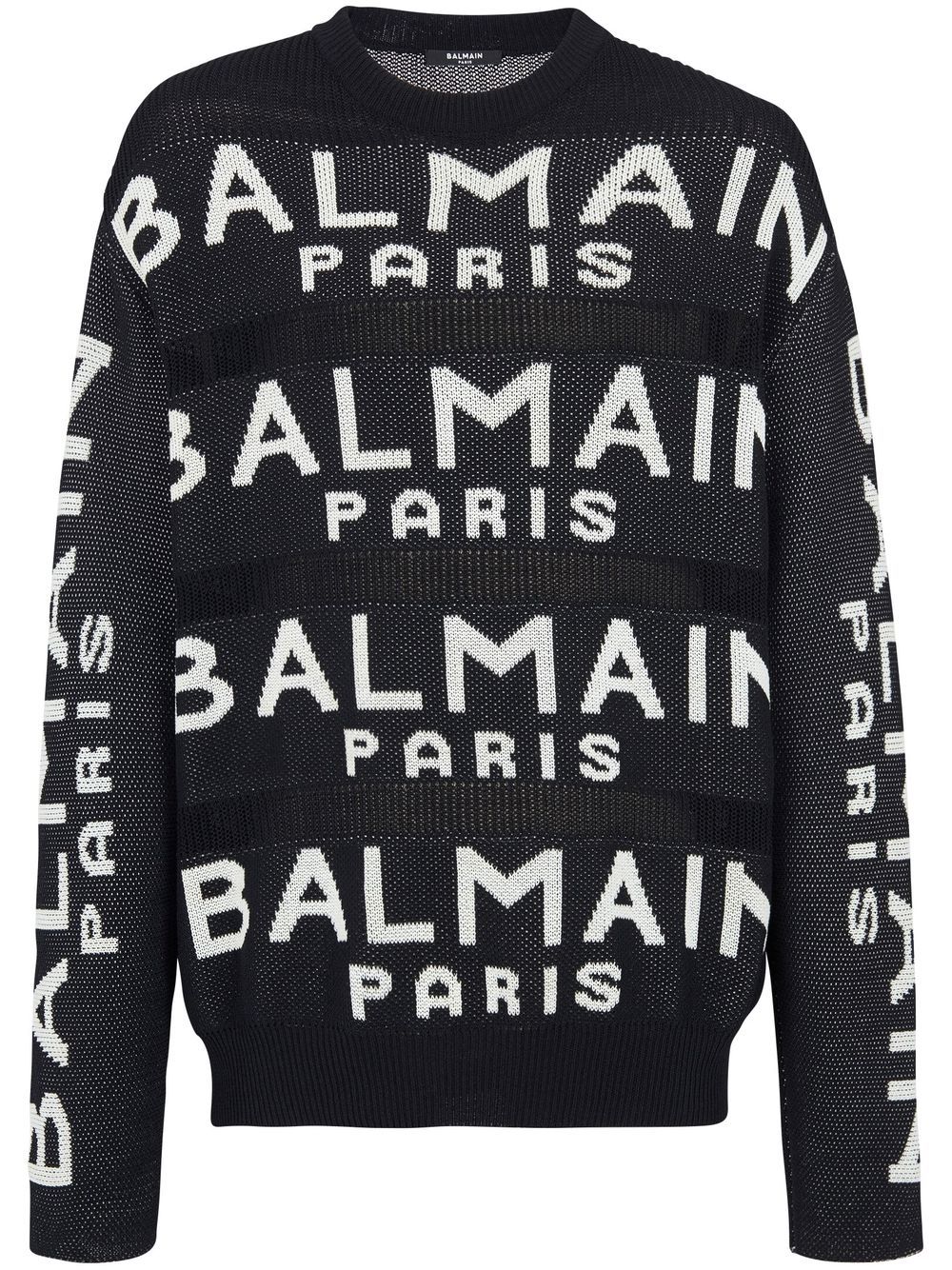 Balmain logo-intarsia knitted jumper - Black von Balmain