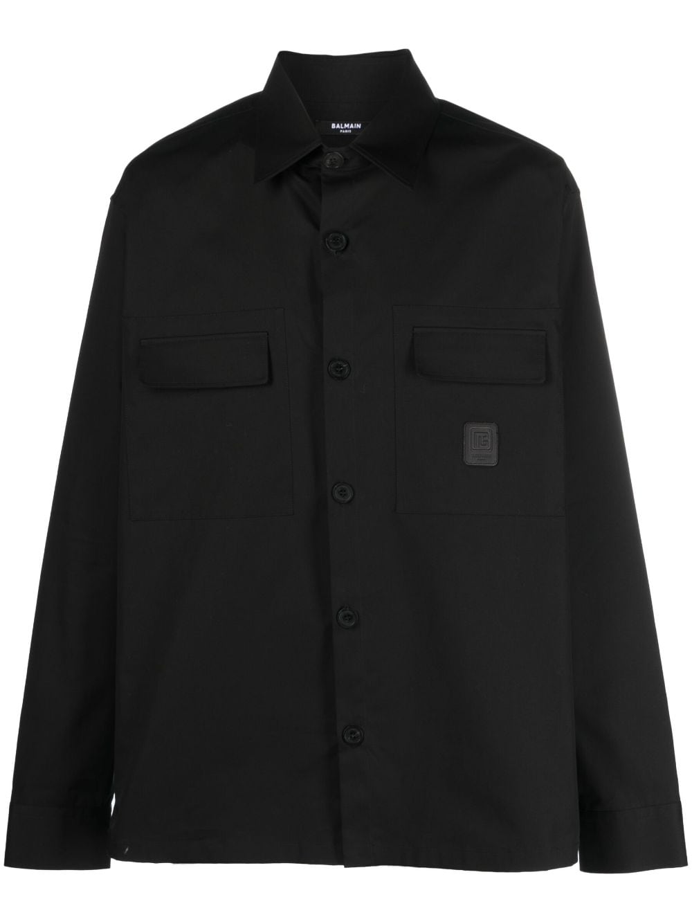 Balmain logo-patch cotton shirt - Black von Balmain