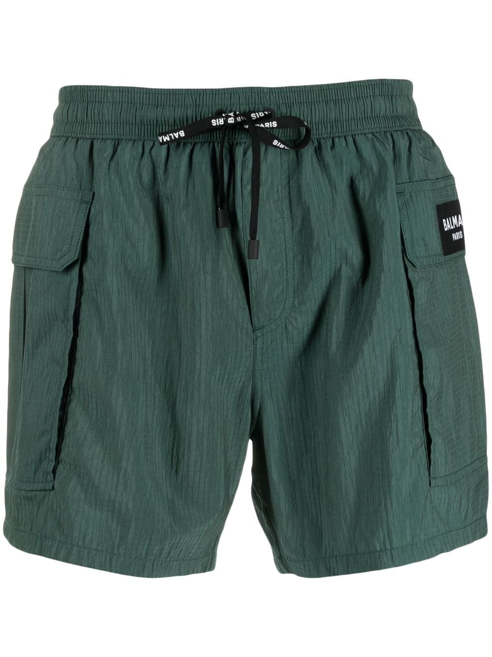 Balmain logo-patch drawstring swim shorts - Green von Balmain