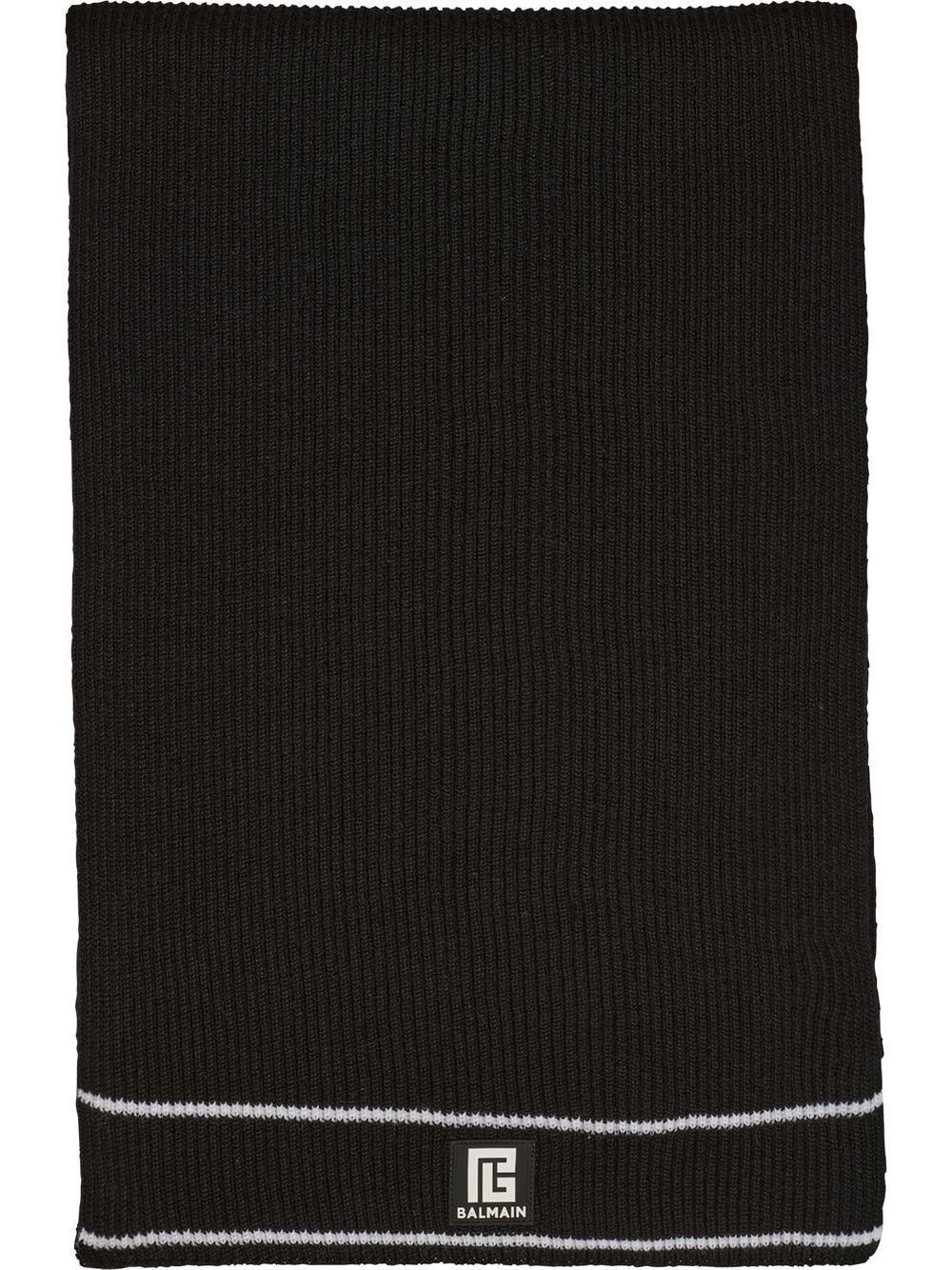Balmain logo-patch ribbed scarf - Black von Balmain