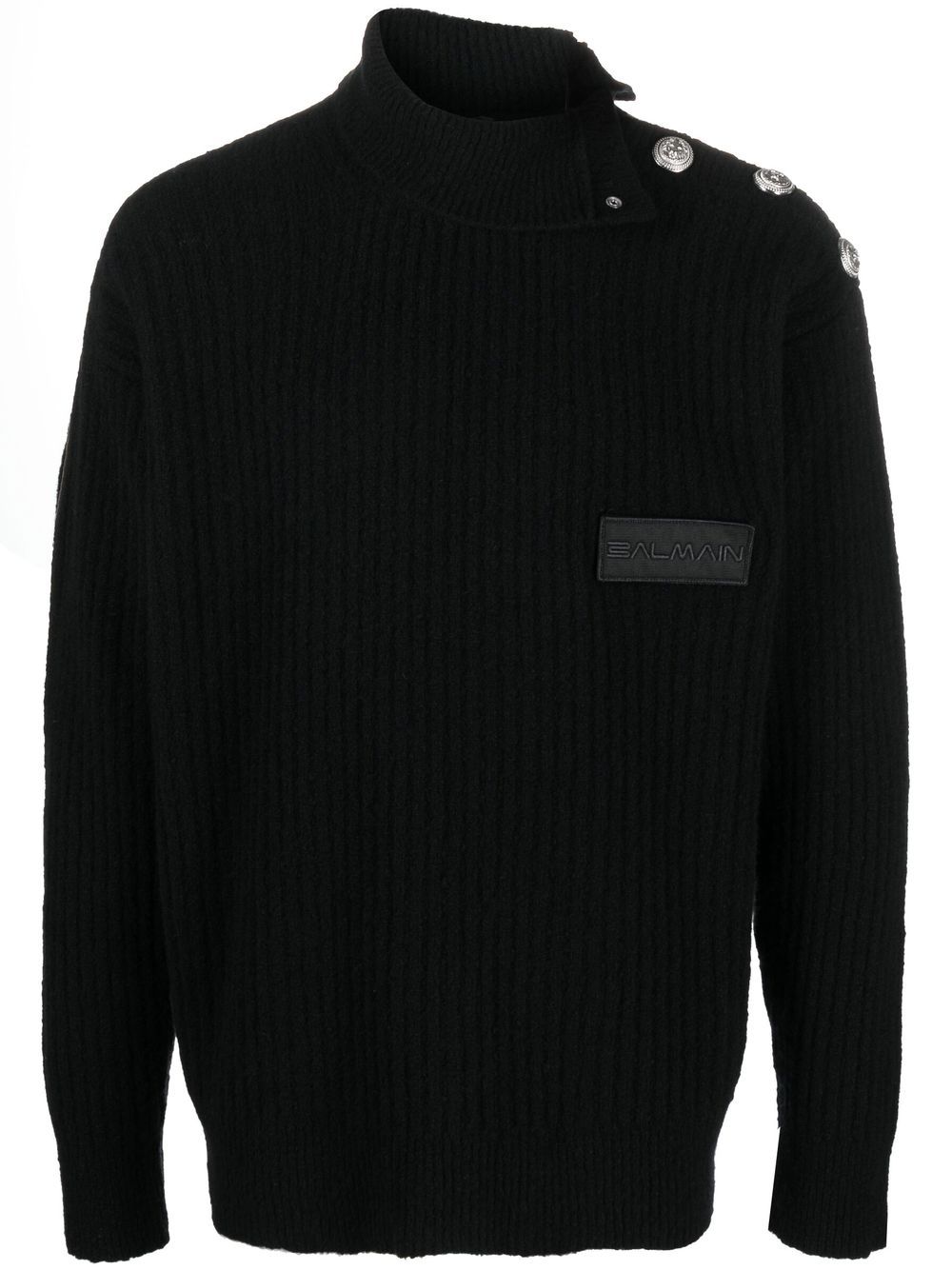 Balmain logo-patch roll neck jumper - Black von Balmain