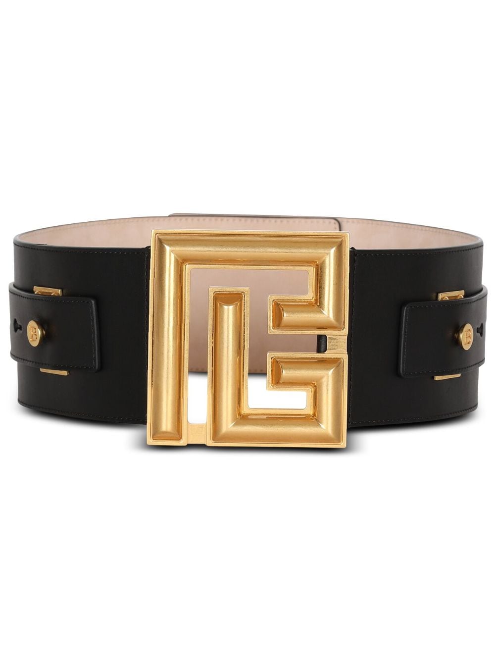 Balmain logo-plaque leather belt - Black von Balmain