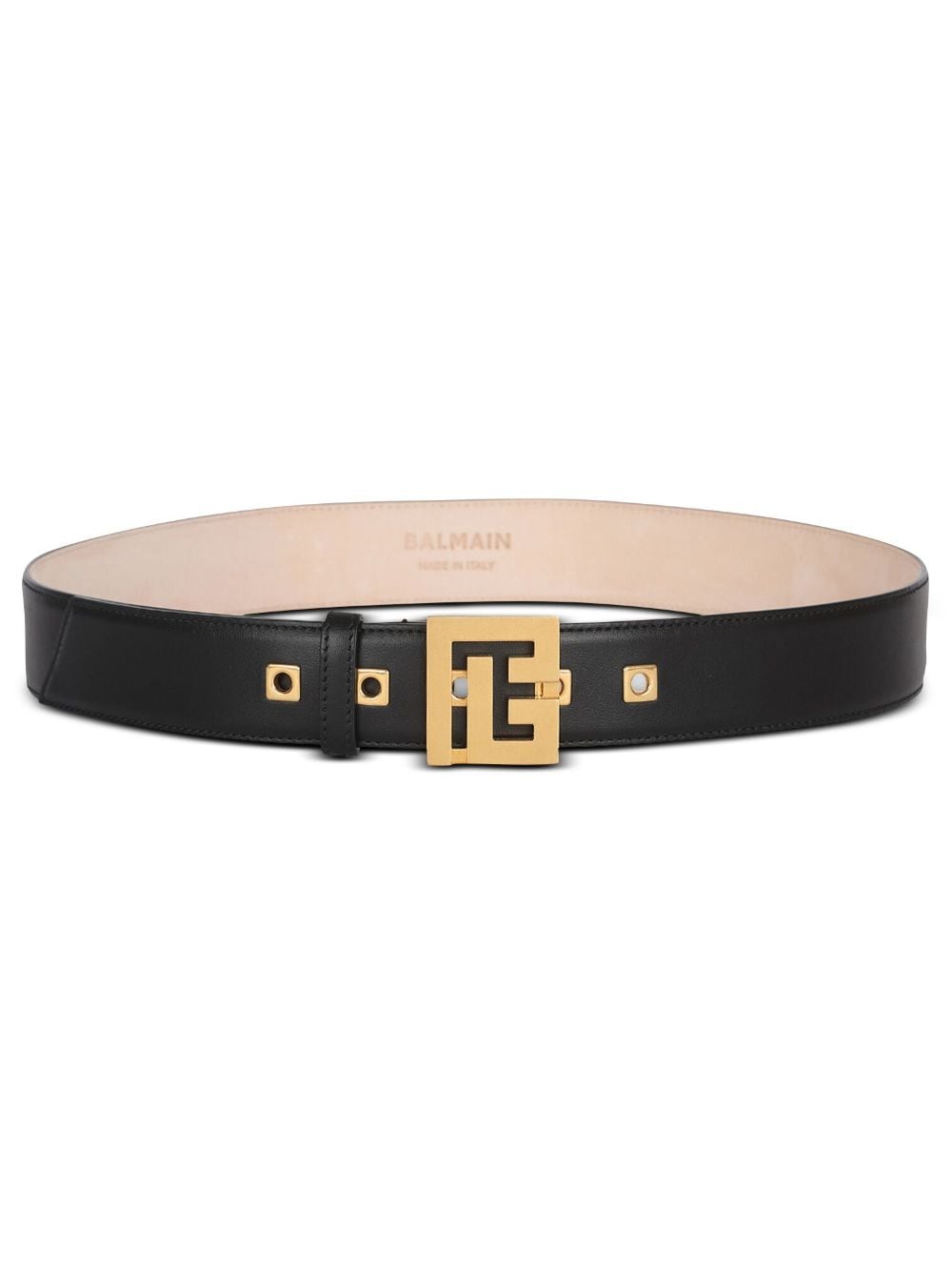 Balmain logo-plaque leather belt - Black von Balmain